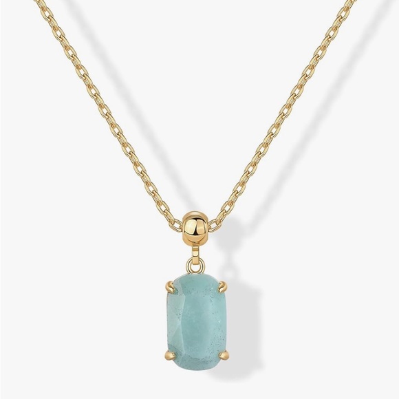 Stunning Nordstrom 14kT Dip Raw blue topaz Pendant Necklace - Picture 3 of 3